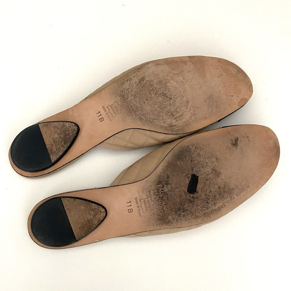 Paul Mayer Attitudes Quilted Mule Flat Slip On Nude Beige Black Cap Toe Round 11 - Picture 8 of 9